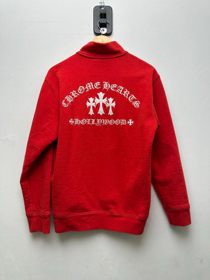 Preowned Chrome Hearts Red Cashmere Quarter Zip sz.M