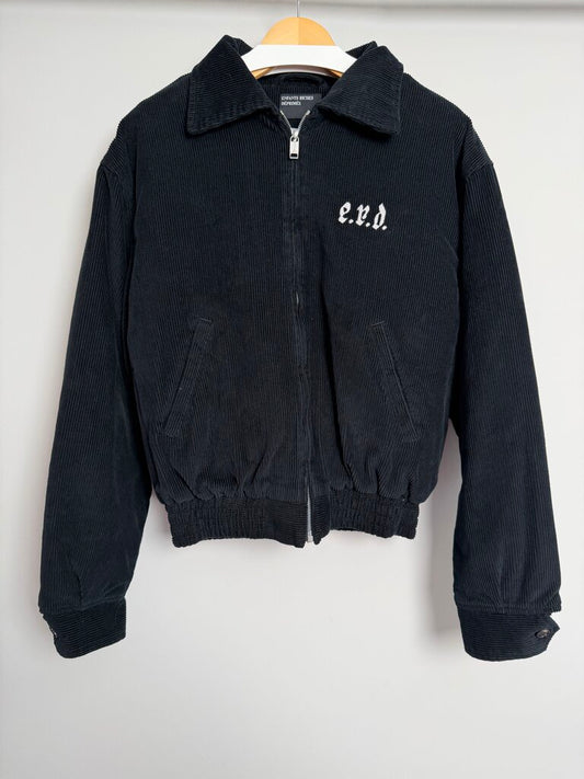 ERD Corduroy Embroidered Black Bomber size L(Fits S/M)