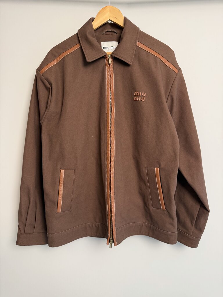 Preowned Miu Miu Canvas Brown Zip Up Jacket size 50
