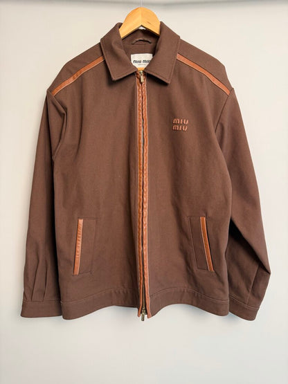 Preowned Miu Miu Canvas Brown Zip Up Jacket size 50