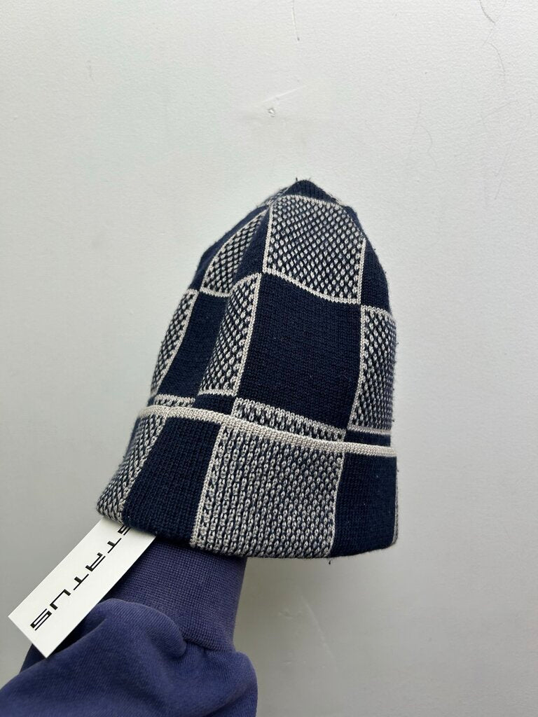 Preowned Louis Vuitton Navy Grey Damier Marque Beanie