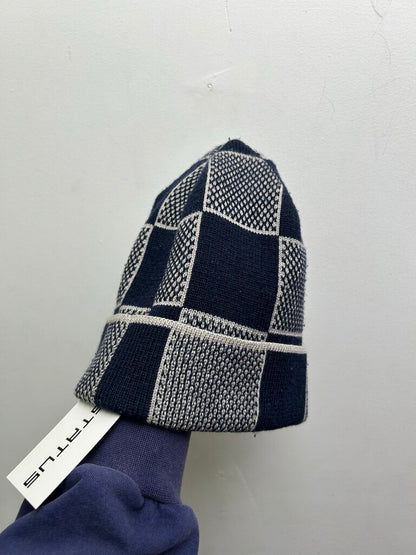 Preowned Louis Vuitton Navy Grey Damier Marque Beanie
