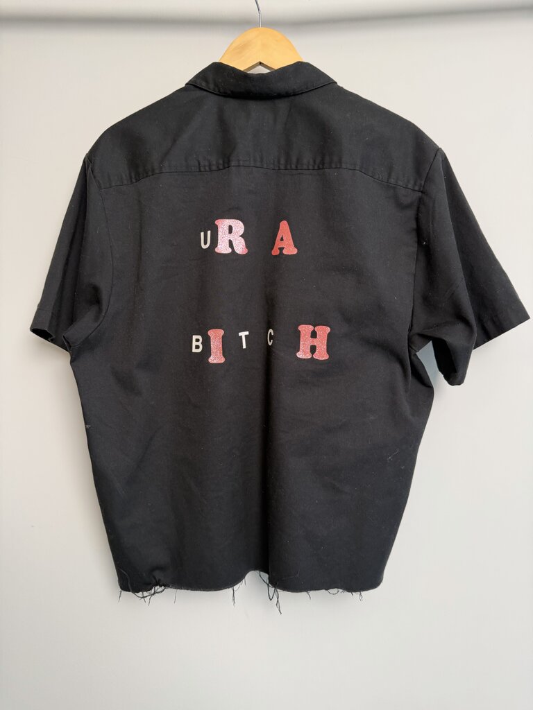 Pre-Owned Supreme Black 'Ur a Bitch' Button UP Sz. M