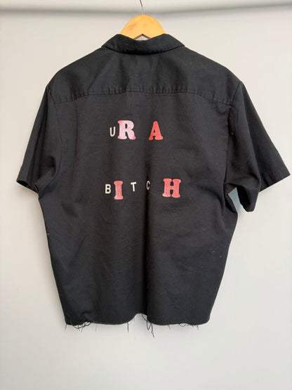 Pre-Owned Supreme Black 'Ur a Bitch' Button UP Sz. M
