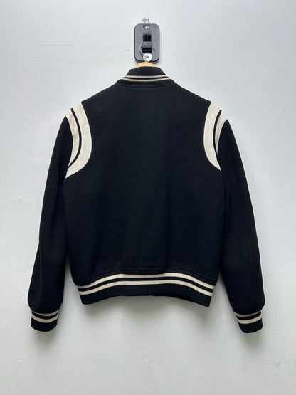 Preowned Saint Laurent Black White Og Teddy Jacket Sz.52