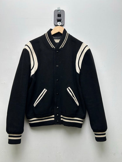 Preowned Saint Laurent Black White Og Teddy Jacket Sz.52