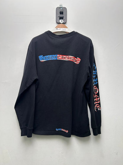 Preowned Chrome Hearts Black American Flag Long Sleeve Sz.XXL