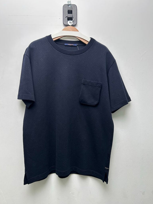 Preowned Louis Vuitton Navy Blue Monogram Pocket Tee Sz.XL