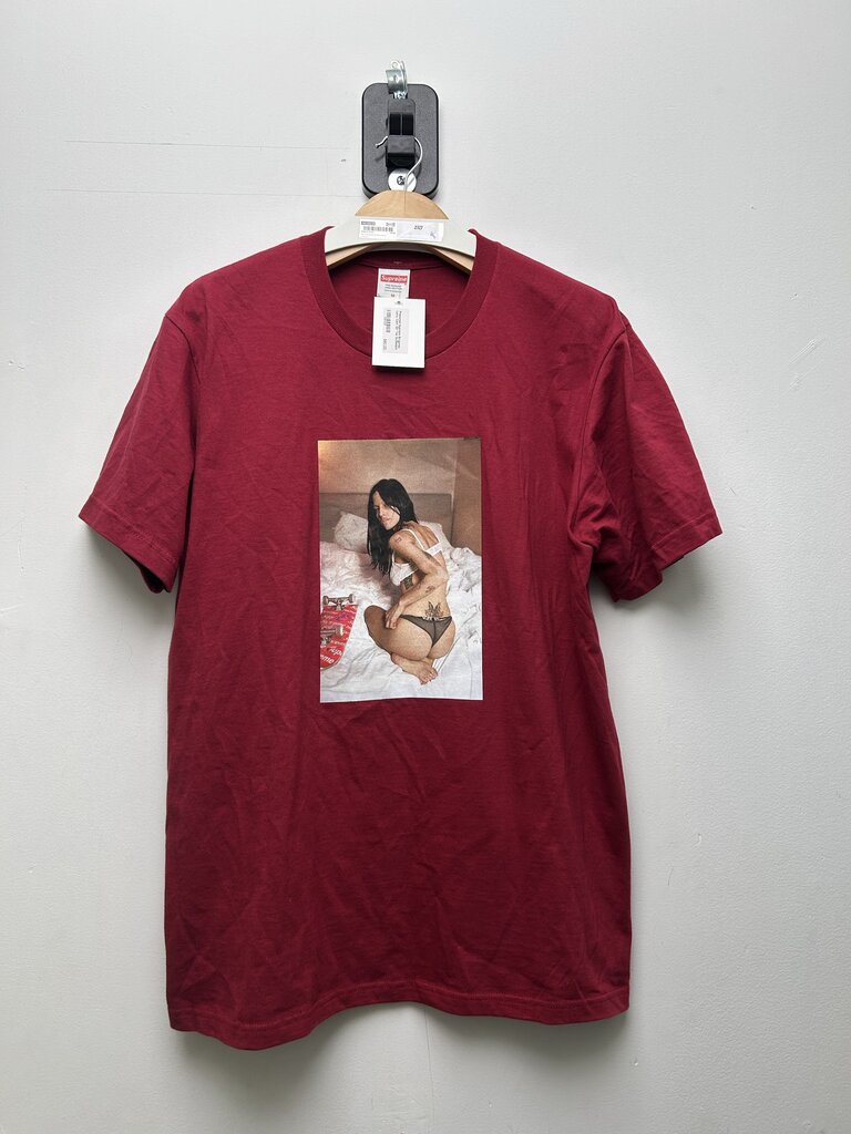 Preowned Supreme Burgundy Larry Clark Girl Tee Sz.Medium