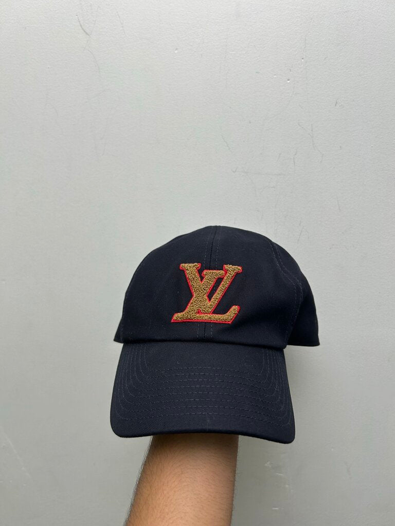 New Louis Vuitton Brown Sherpa Logo Navy Cap Sz. OS