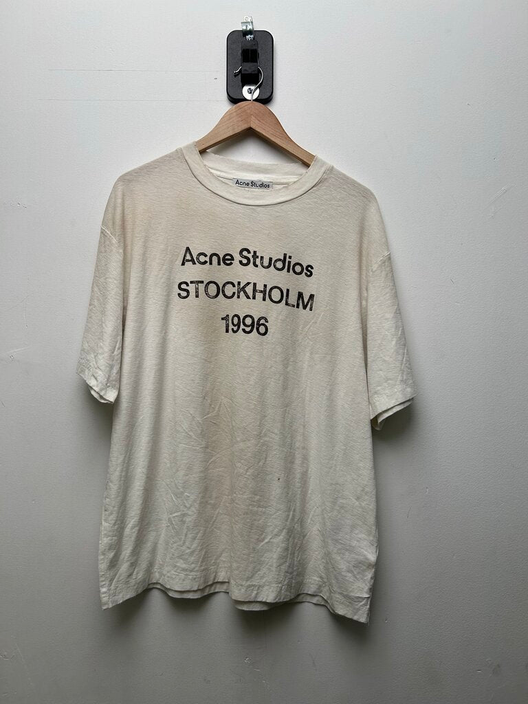 Preowned Acne Studios White Stockholm Distressed Tee sz.L