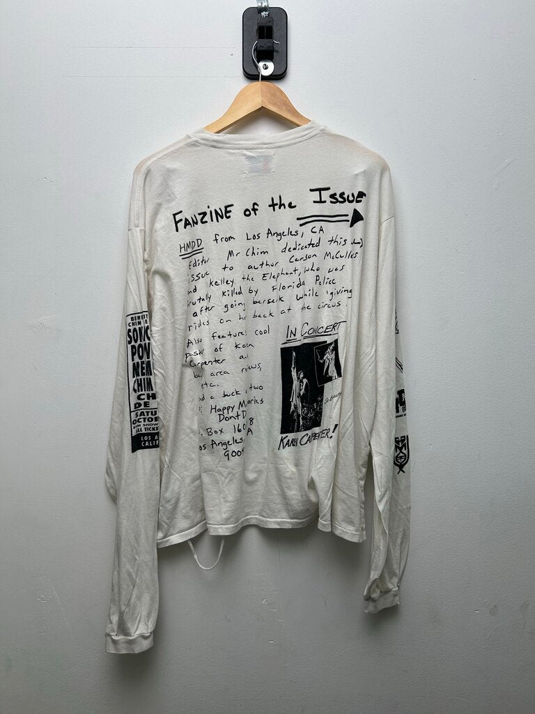 Preowned HMDD Childhood Trauma White Distressed Longsleeve sz. L