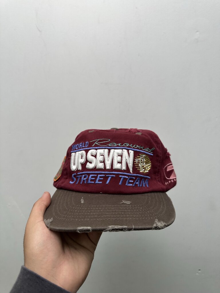 New Up 7 Skate Maroon Brown Street Team Hat