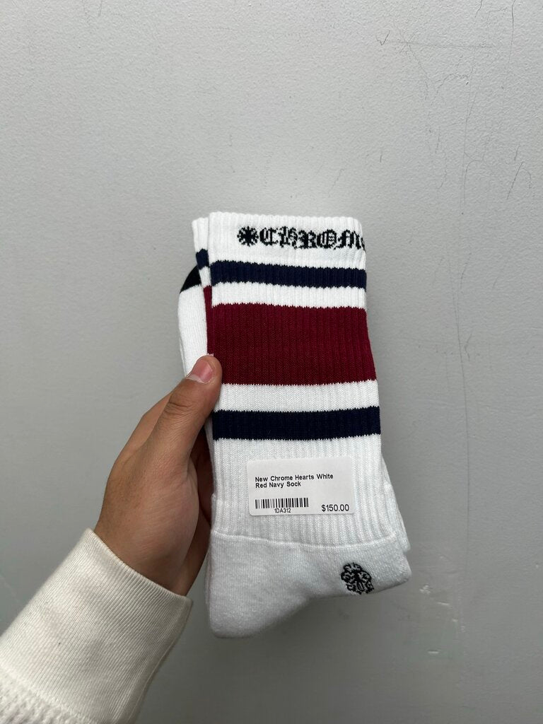 New Chrome Hearts White Red Navy Sock