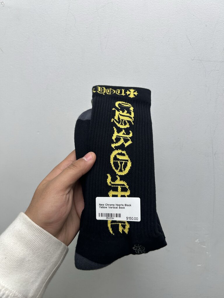 New Chrome Hearts Black Yellow Vertical Sock