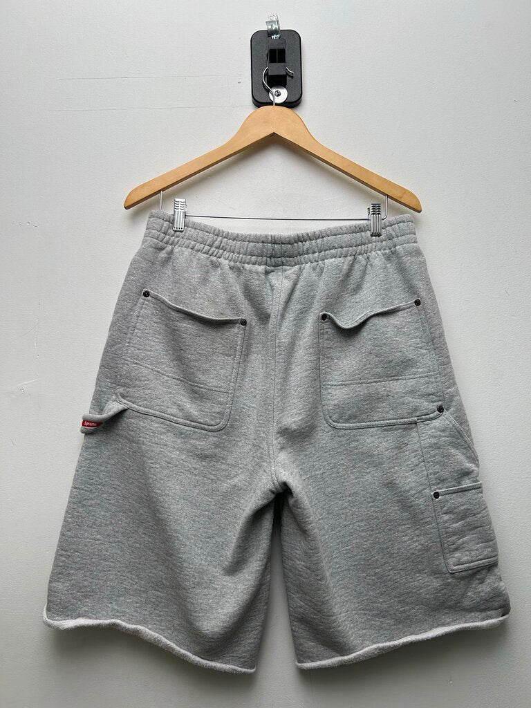 Preowned Supreme Grey Double Knee Sweat Shorts Sz.Medium