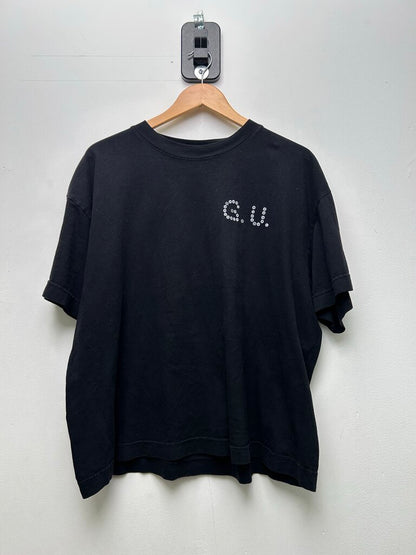 Preowned Greedy Unit Screw You Black Tee Sz.Large