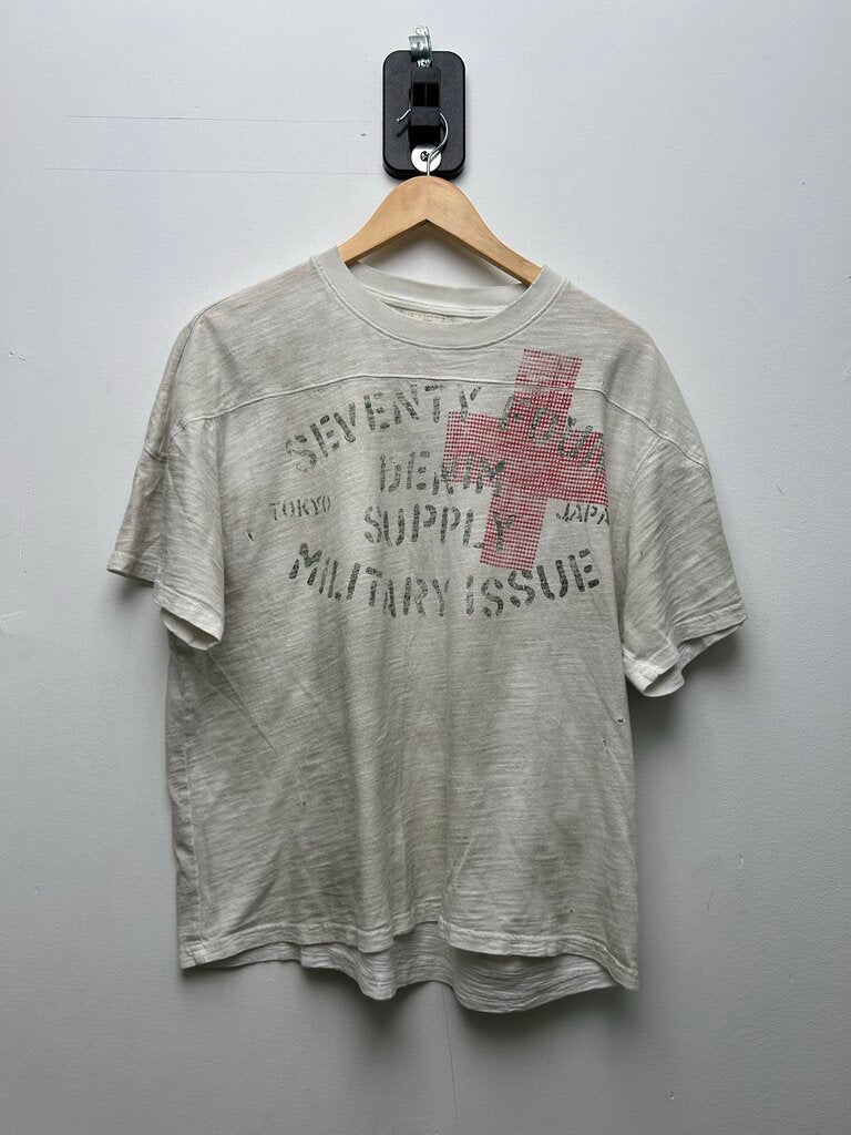 Preowned 74 Is War White Military Issue Tee Sz.Large