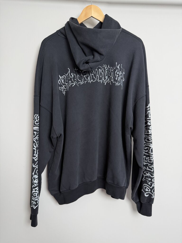 Preowned Balenciaga Black Spellout Goth Logo Size 2