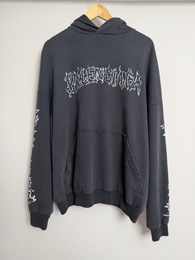 Preowned Balenciaga Black Spellout Goth Logo Size 2