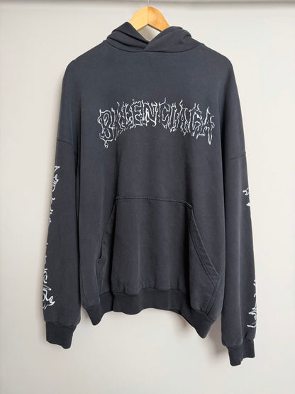 Preowned Balenciaga Black Spellout Goth Logo Size 2