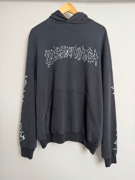 Preowned Balenciaga Black Spellout Goth Logo Size 2