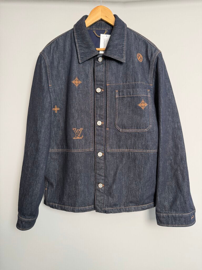 Preowned Louis Vuitton Raw Denim Sky Writing Denim Jacket size XL