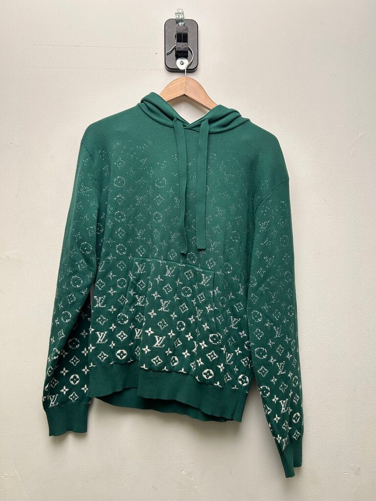 Preowned Louis Vuitton Degrade White Monogram Green Hoodie sz.S