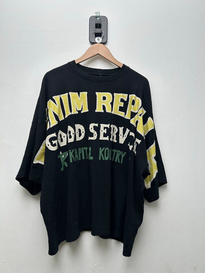 Preowned Kapital Black Denim Repair Tee Sz.1