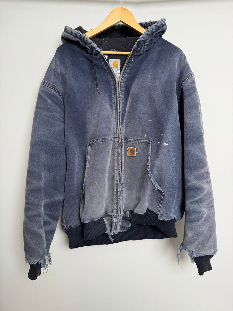 Distressed Carhartt Navy Jacket Size XL