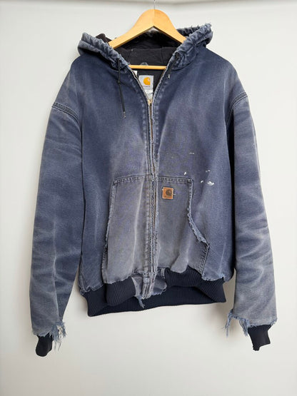Distressed Carhartt Navy Jacket Size XL