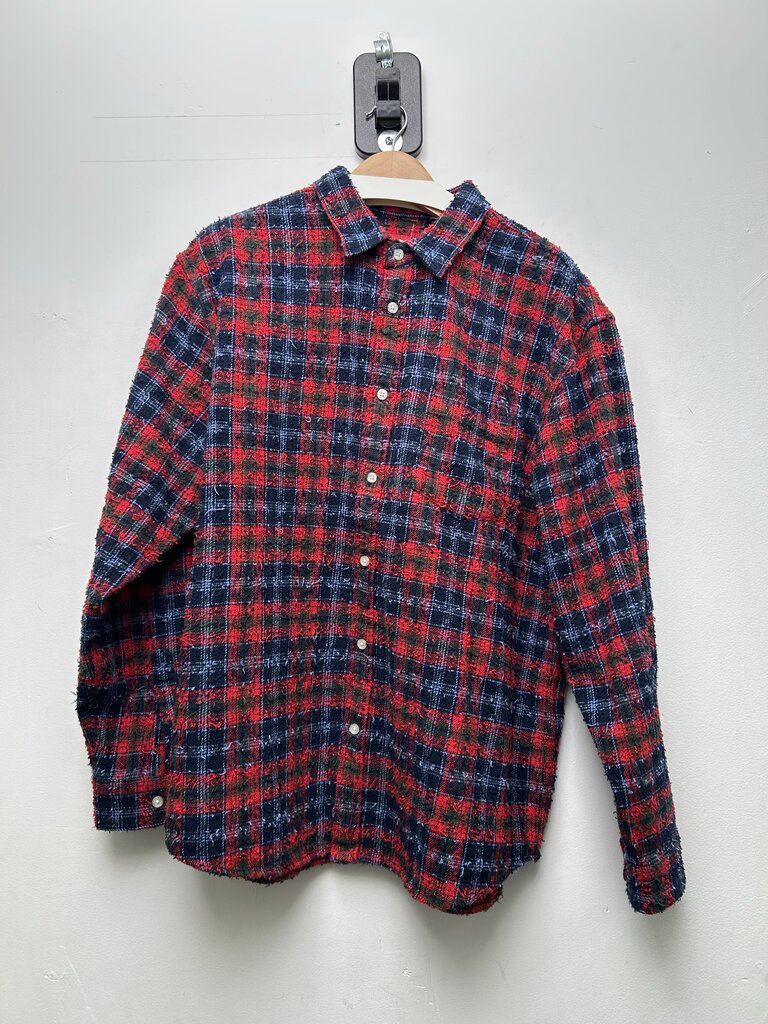 New Supreme Frayed Red Flannel Size Large