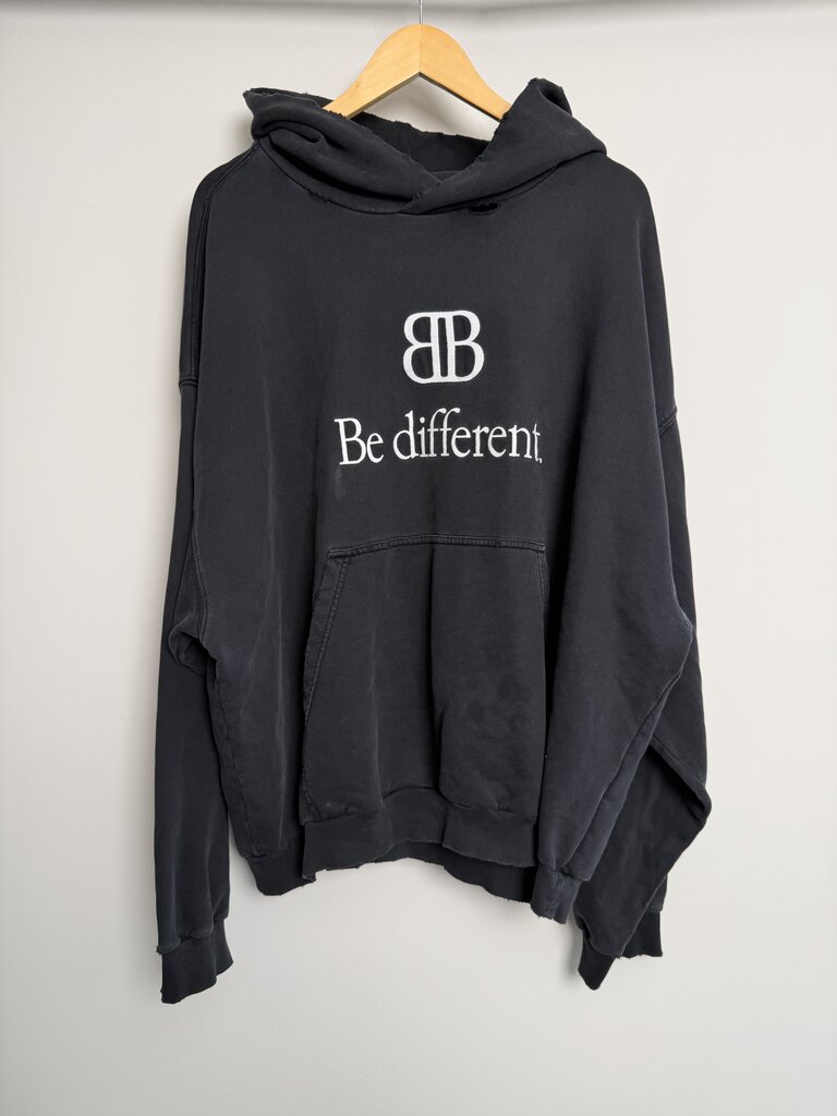 Preowned Balenciaga Be Different Black White Hoodie size XLXL/2XL