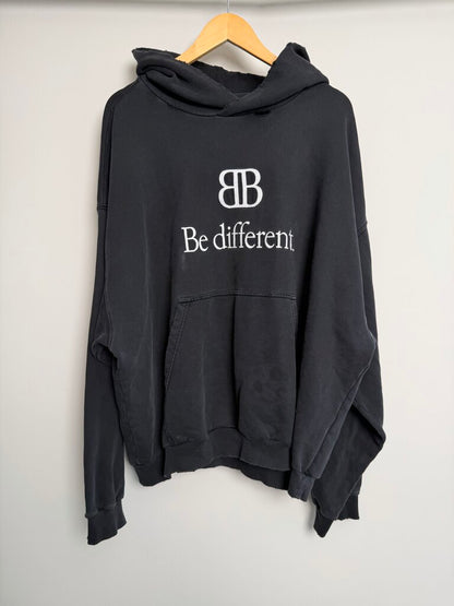 Preowned Balenciaga Be Different Black White Hoodie size XLXL/2XL