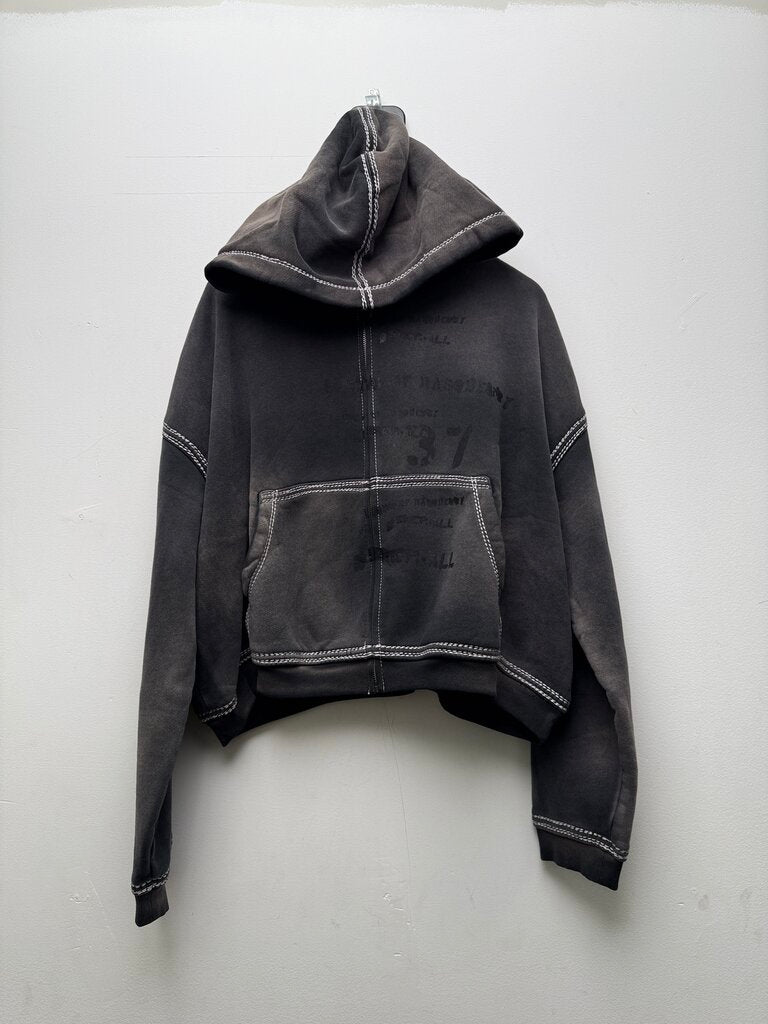 New GV Gallery Raspberry Hills White Stitching Black Zip Hoodie sz.XS
