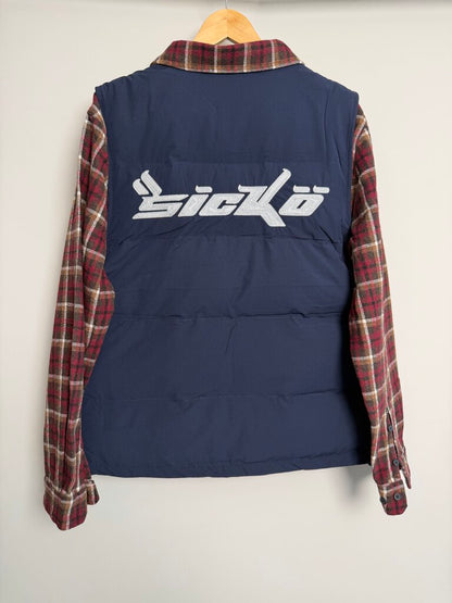 New Sicko Plaid Puffer Vest Flannel Blue/Red size XL