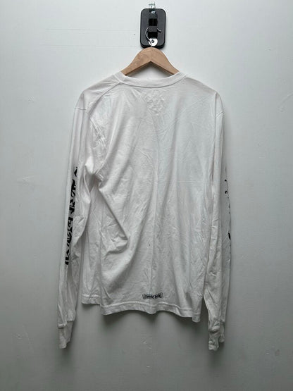 Preowned Chrome Hearts Black Neck Logo White Longsleeve sz.L