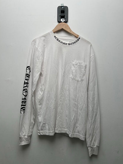 Preowned Chrome Hearts Black Neck Logo White Longsleeve sz.L