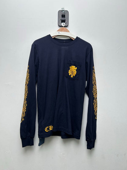 Preowned Chrome Hearts Yellow Dagger Navy Longsleeve sz.M