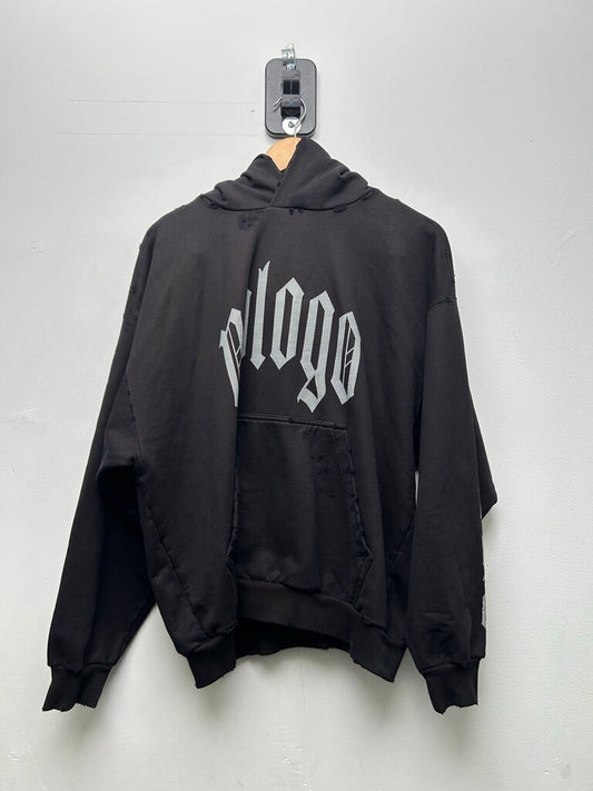 Preowned Balenciaga Black Nologo Hoodie Size Small