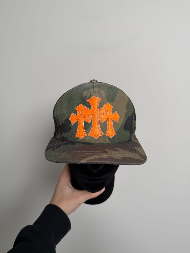 Pre-Owned Chrome Hearts Cemetery Camo Orange Patch Trucker