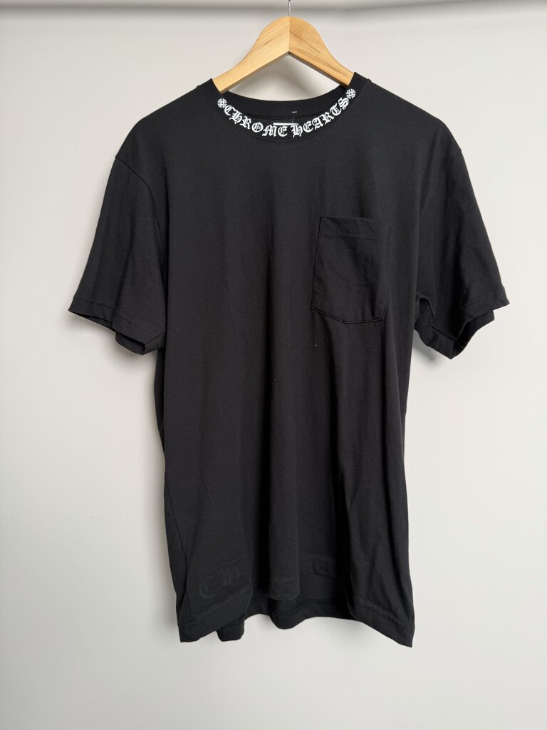 New Chrome Hearts Black Neck Logo Tee Sz. L