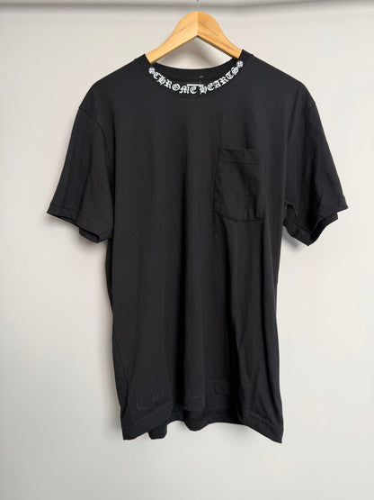 New Chrome Hearts Black Neck Logo Tee Sz. L