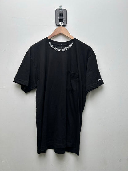 New Chrome Hearts Black White Neck Logo Tee Sz.XL