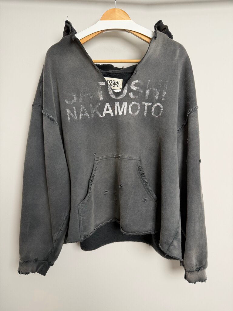 Satoshi Nakamoto Split Neck Hoodie Sz. L