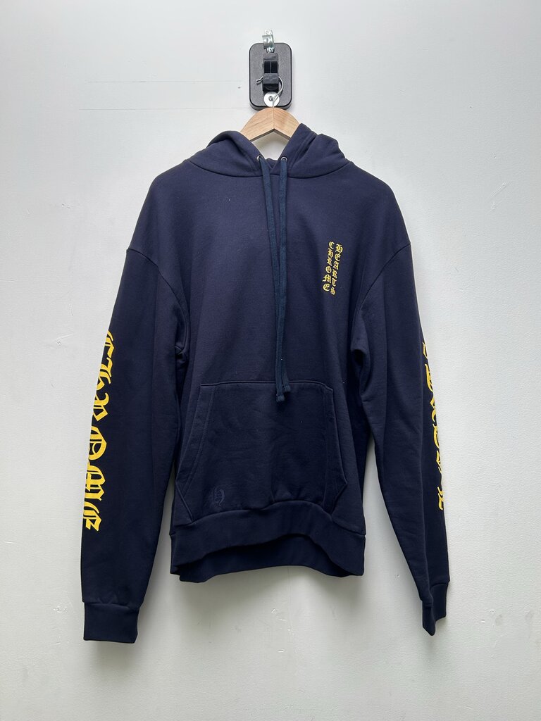 New Chrome Hearts Navy Yellow Vertical Hoodie Sz.Medium