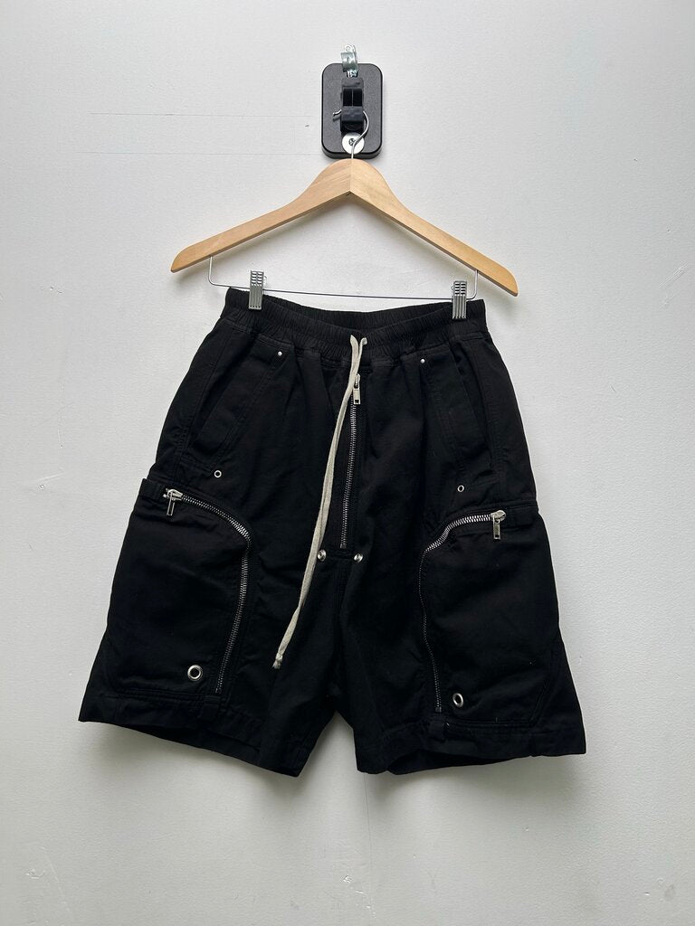 Preowned Rick Owens Black Zipper Cargo Canvas Shorts Sz.Small