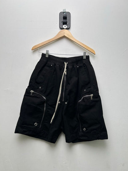 Preowned Rick Owens Black Zipper Cargo Canvas Shorts Sz.Small
