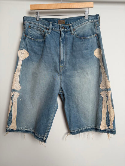 New Kapital Lightwash Bone Shorts Size 36