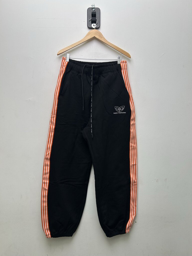 New HMDD Black White Orange Stripe Sweatpants Sz.Large